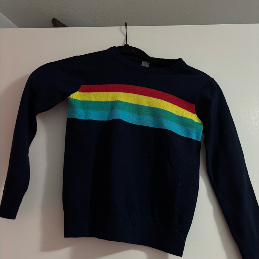 Men's Navy Sweater with Rainbow Stripe